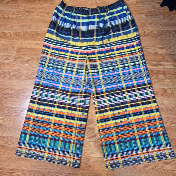 dalin. Pants - Dalin. Plaid Wide Leg Pants 3X Blue Orange